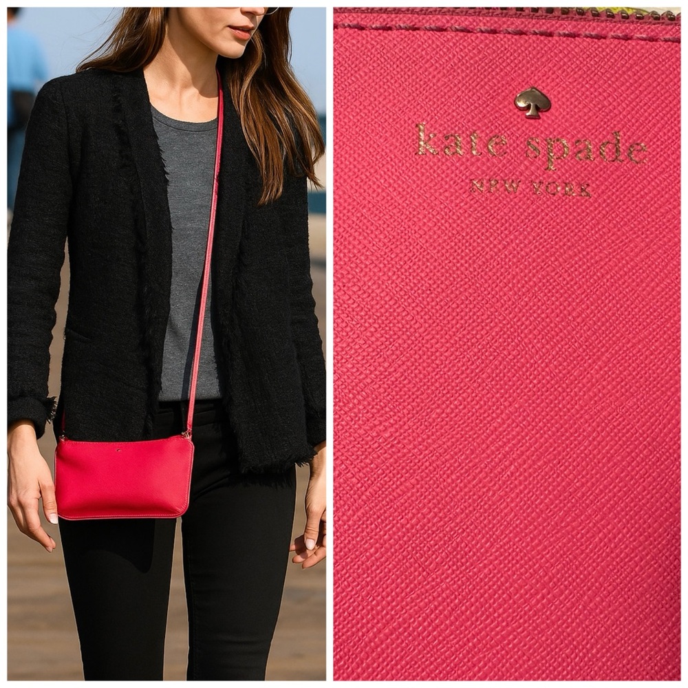 Kate Spade Vibrant Pink leather slim Crossbody Bag